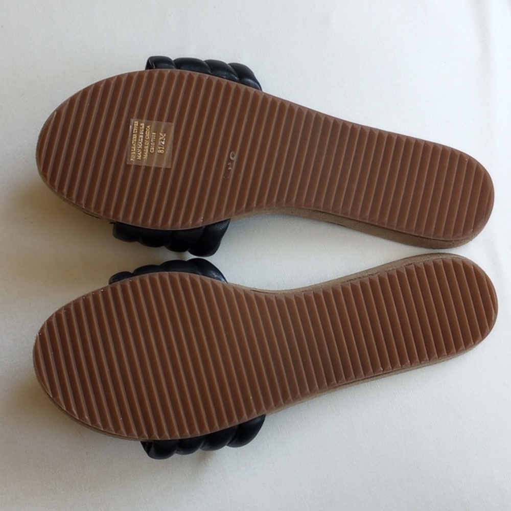 NWT $88 Splendid Leather Puff Sandals 8.5 Black Contoured Footbed - Picture 4 of 6